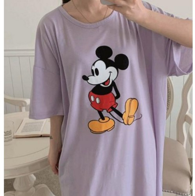 뽀솜 [디즈니정품] 찰랑 미키 반팔 롱원피스 잠옷 홈웨어 4color