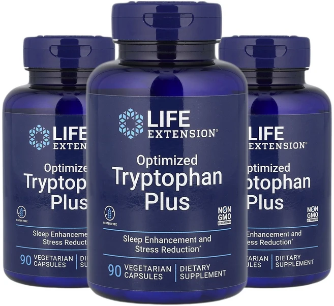 라이프익스텐션 옵티마이즈드 플러스 트립토판 L-Tryptophan 베지 캡슐 90정 2+1, 3개, 90회분 - 쿠팡