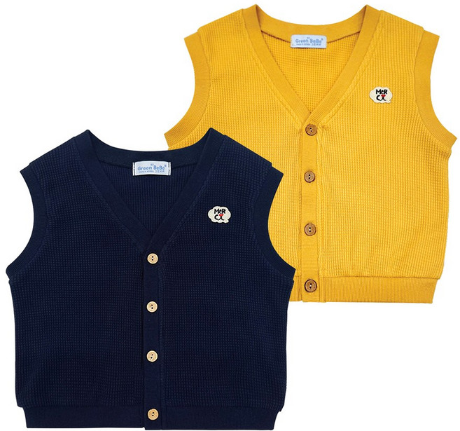 그린베베 국내생산 봄가을 영유아용 와플 조끼