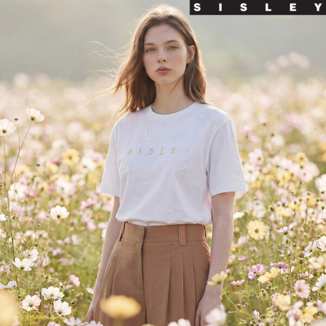 시슬리 SISLEY 26SS 플라워 아플리케 티블라우스