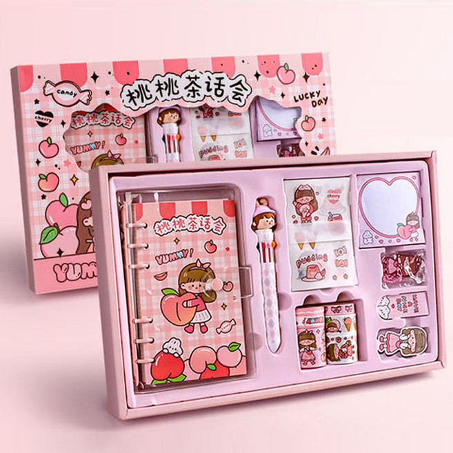 신나몰 다이어리 꾸미기 스티커 다꾸 선물세트, 복숭아파티SET