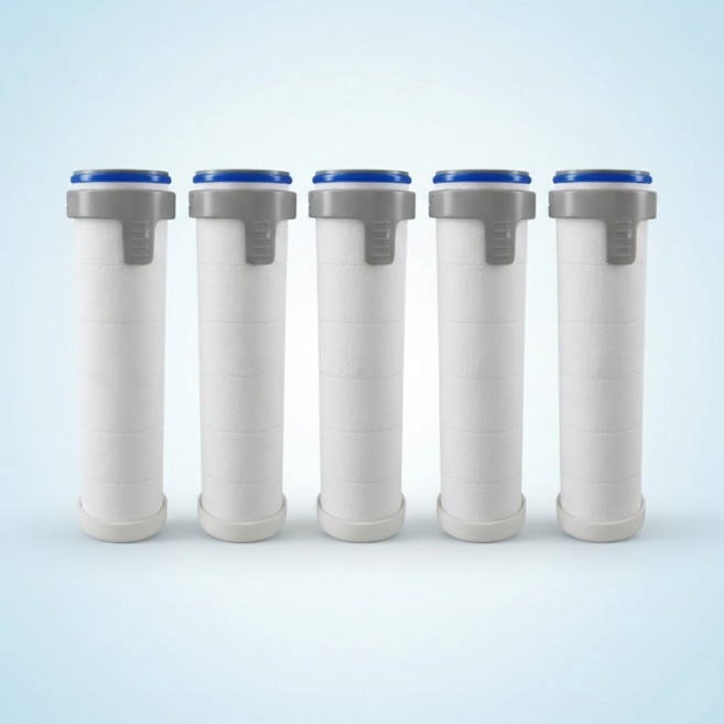 다미바스 수압상승 3단조절 필터 샤워기헤드 + PVC 호스 2M 세트, 리필필터 5개, 1개