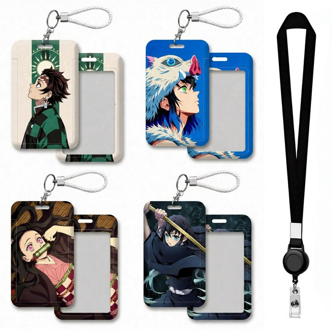귀멸의칼날 캐릭터 목걸이 카드지갑 카드홀더 교통카드 학생증 사원증 케이스 릴홀더, 1개, 무이치로