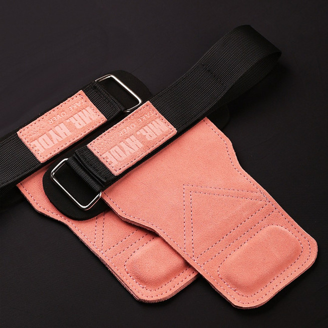 하이드 헬스 스트랩 장갑 논슬립 그립 리프팅 소가죽, 피치, 1개