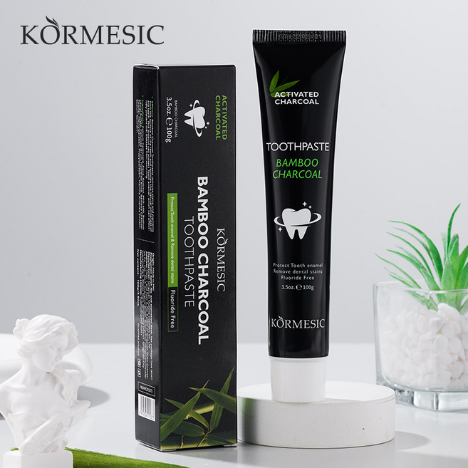 착색 제거 대나무 숯 치약 구강케어 & 구취 제거 플라그 관리 불소 무함유, 1통, 100g