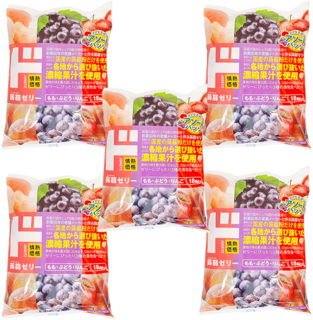 일본 돈키호테 도젤리 곤약젤리 포도 복숭아 사과, 5개, 360g