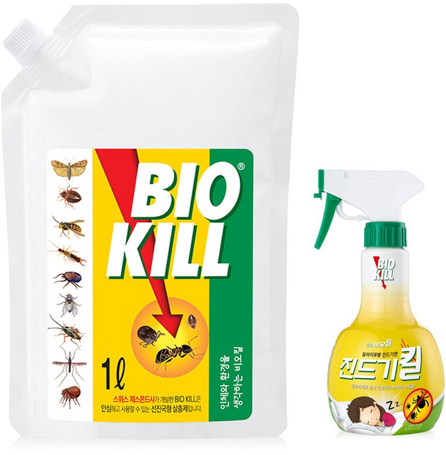 비오킬 살충제 리필 파우치 1L + 진드기킬 370ml 세트, 1세트