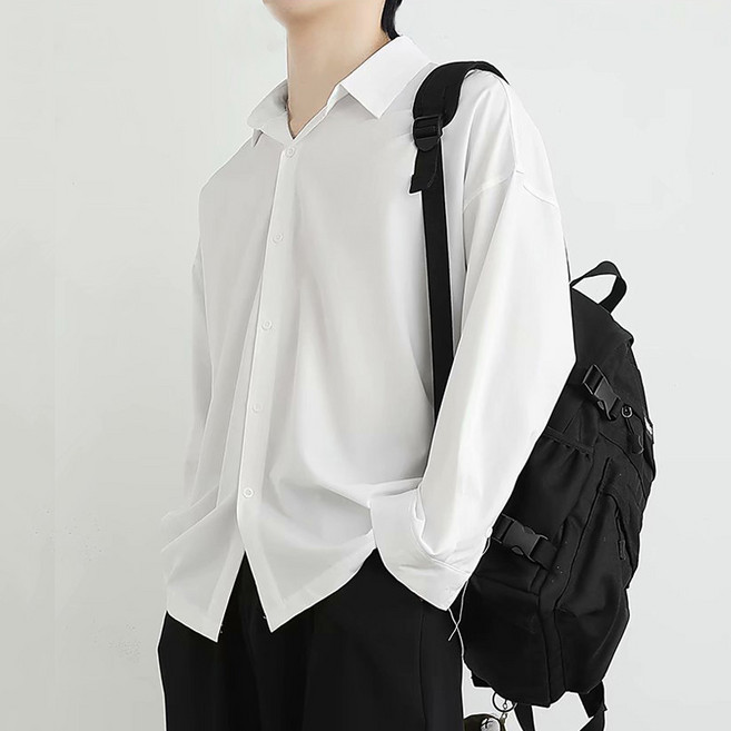 인어미남 남성 봄여름 오버핏 시원한 정장 셔츠 긴팔 남방 오피스룩