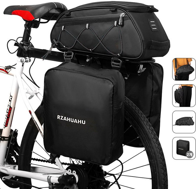 BLACK K7 1+2 자전거 짐받이 가방 자전거용품 세트 방수 대용량 보온, 1세트, 검정색