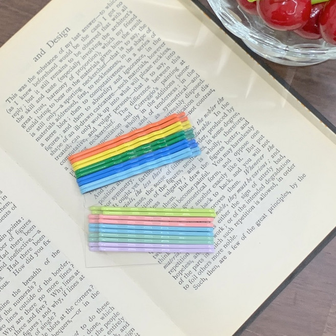 오늘출고(1+1 레인보우 실핀 10개 set) 옆머리핀 앞머리핀 헤어핀 세트