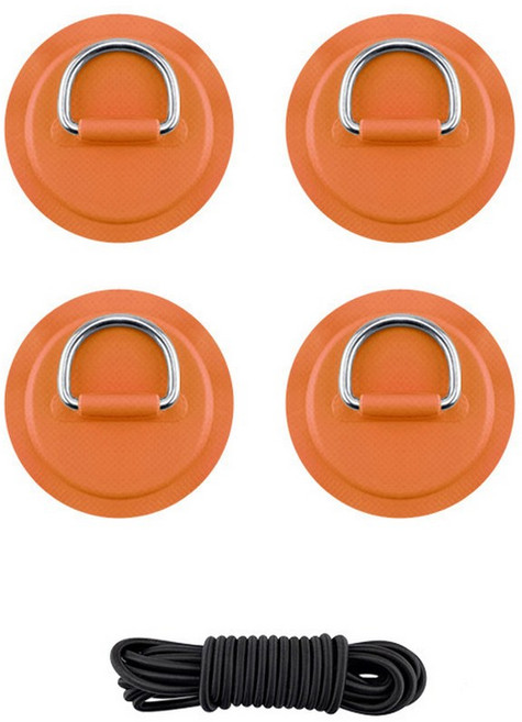 D 링 패드 PVC 패치 보트 데크 리깅 블랙 탄성 번지 로프 팽창식 스탠드 업 패들 보드 SUP 액세서리 2 5m 4, 4 x orange and rope