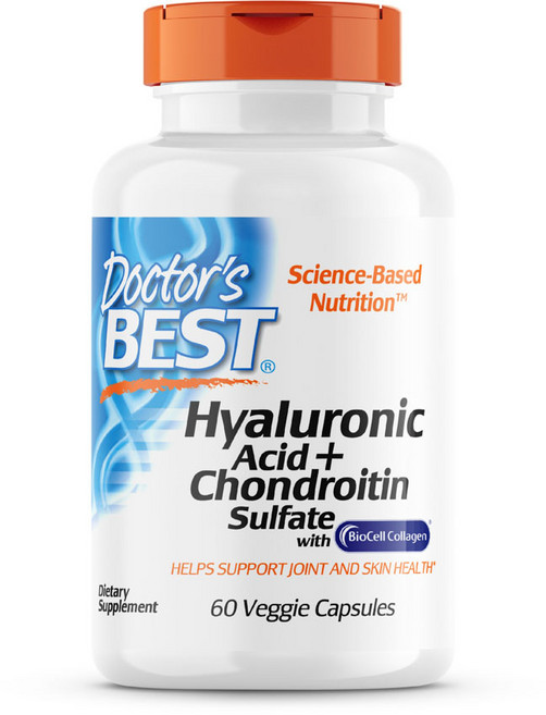 Doctor's BEST 玻尿酸&硫酸軟骨素萃取素食膠囊, 1個, 60顆