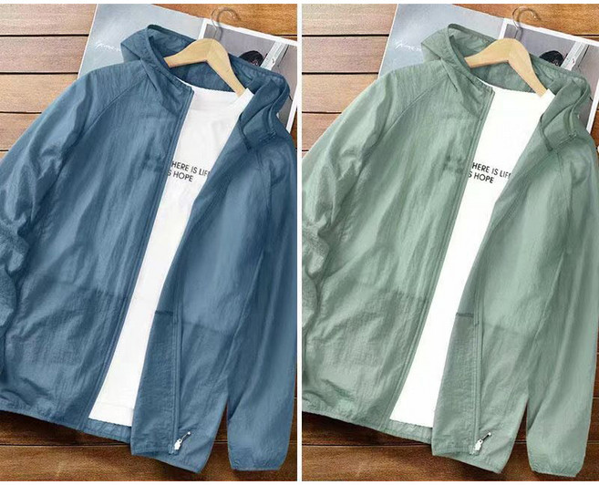 1+1 남성 여름 바람막이 점퍼 캐주얼 후드 자켓 봄 가을 아웃도어 냉감 아우터 루즈핏 자외선 차단 점퍼 CY