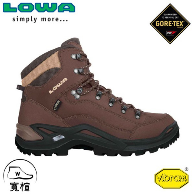LOWA 德國 Renegade GTX Mid 中筒咖啡棕寬楦健行鞋