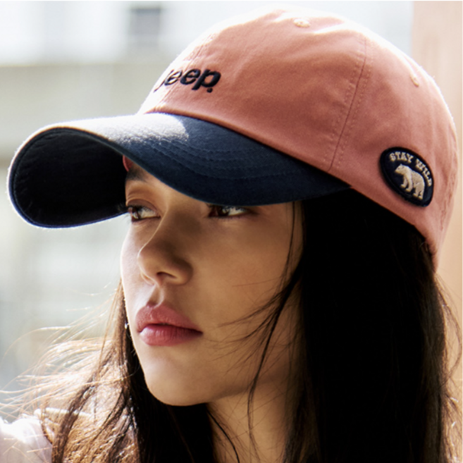 Jeep 남녀공용 국산 곰와펜 배색 자수 로고 면 모자 볼캡
