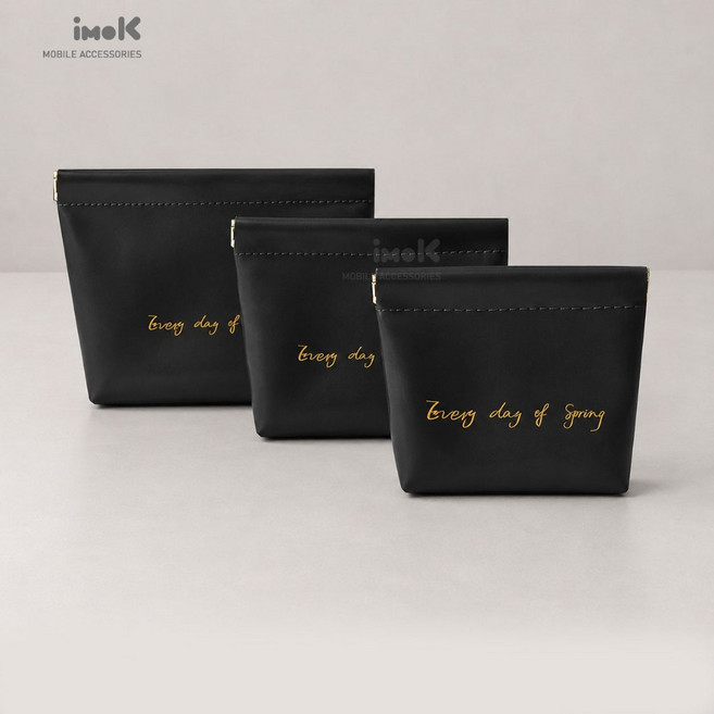 imok 彈片夾收納袋, 黑色, 立體款, 大號, 1個