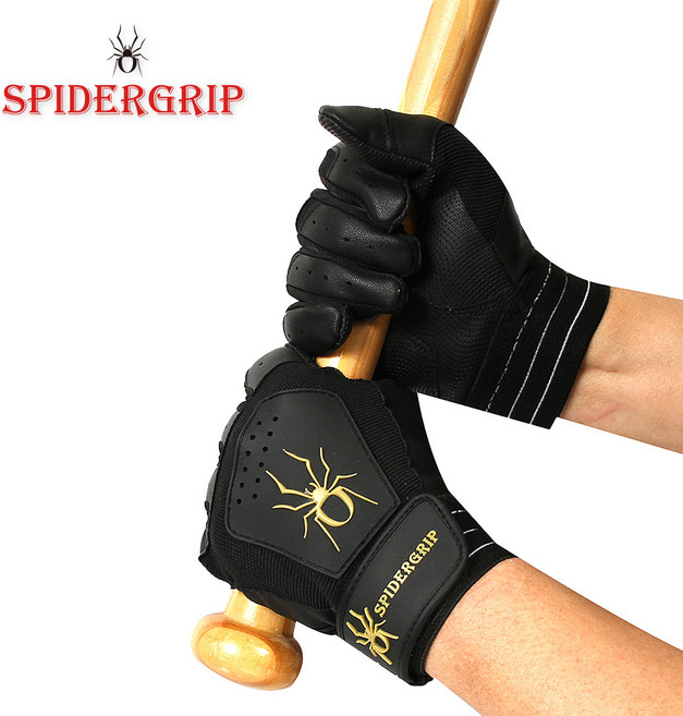 유소년 사회인 야구배팅장갑 양손착용 - 스파이더그립 파워디지털 배팅장갑, 1개, 블랙