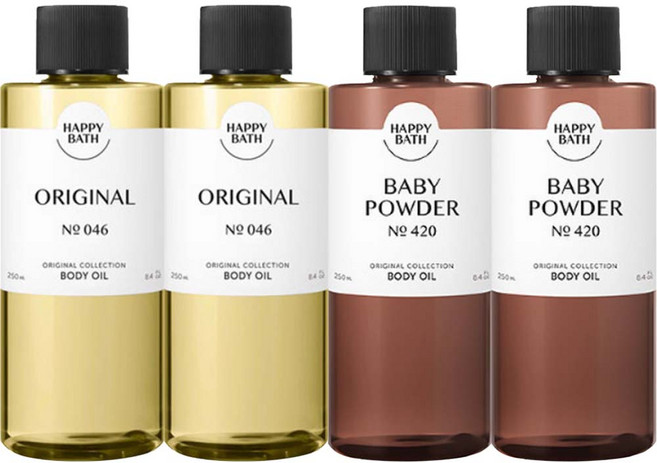해피바스 바디오일 250ml 모음 (오리지널-촉촉+베이비파우더-순한) 혼합구성 택 1, 250g, 2개