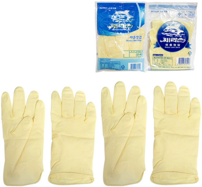 쎄라손 미용 라텍스 장갑 1켤레 중 대 라텍스 염색 미용 고무 장갑, 1개, 대(L)