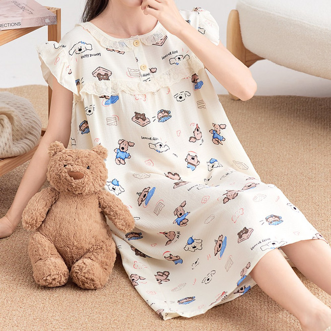 엘라운지 귀요미 요루 레이스 프릴 나시 원피스 잠옷