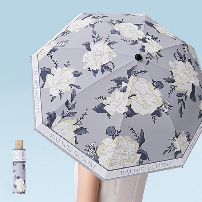 모니즈 메종플라워 거꾸리 3단 우산 양산겸용 꽃무늬 우양산, 블룸그레이(DY852), 1개