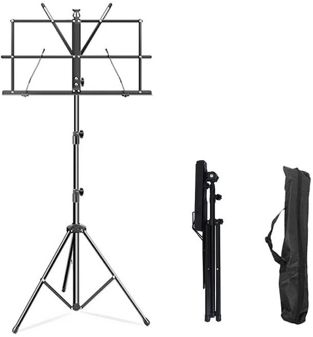 WILD 접이식 휴대용악보보면대 + 휴대용가방, 블랙, 1개