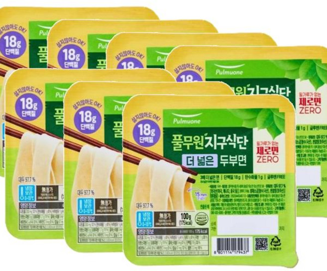 풀무원 지구식단 더 넓은 두부면 100g 제로면 부드러운, 7개