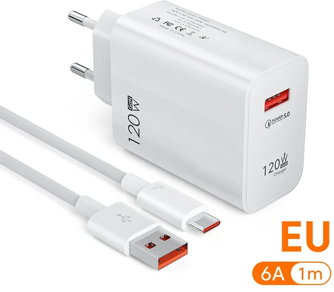 빠르고셉니다 120W USB 고속 충전기 샤오미 레드미 노트 11 12 프로 플러스 미 14 13용 퀵차지 3.0 스마트폰 어댑터 타입 C 케이블 금방 품절되는상품, 1개, EU 플러그 및 케이블