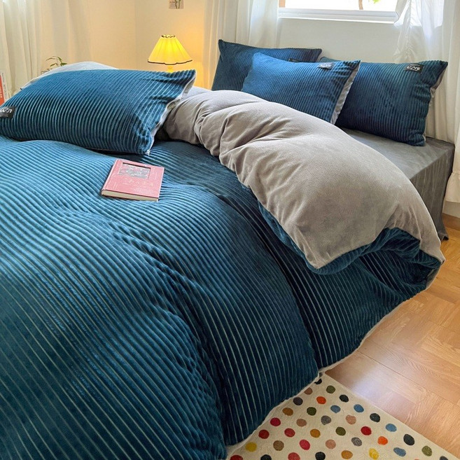 다양하고 깔끔한 패턴 편안한 매트리스커버 시트, 호수 블루, 1.2m 침대 [침대 시트 3 피스 세트] 150*20