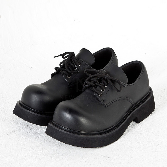 볼륨 라운드토 통굽 플랫폼 레더 더비 슈즈