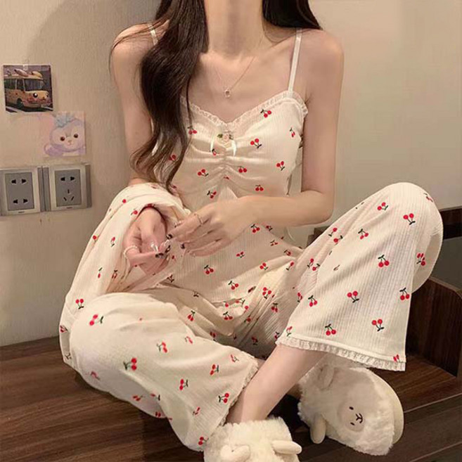 어반룩북 소아 체리 플로럴 끈나시 파자마 잠옷세트