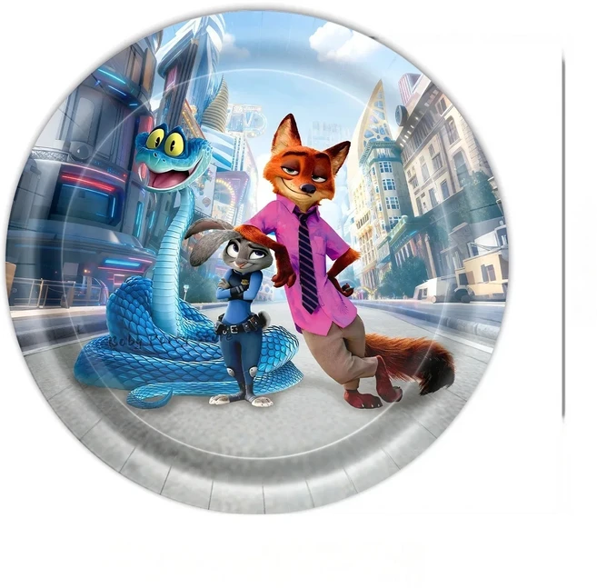 주토피아 2 테마 파티 장식 접시 테이블보 케이크 토퍼 배너 컵 생일 크리스마스 어린이 용품, 08 10pcs 9inch Plates