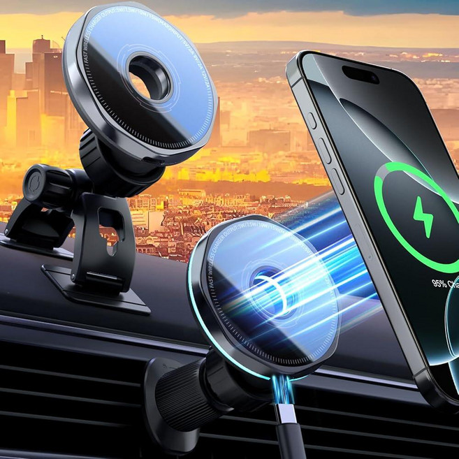 CRIENTEN MagSafe 자동차 마운트 충전기 15W 마그네틱 무선 충전기 및 휴대폰 홀더 360° 조절 가능한 벤트 마운트 빠른 액세서리 아이폰 16 15 14, CRIENTEN MagSafe 자동차 마운트 충전기,