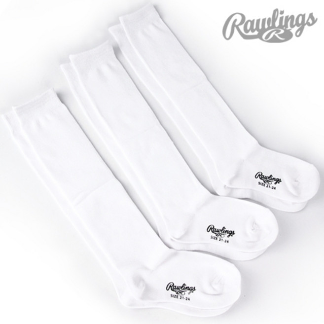 롤링스 야구 양말 유소년 13A-66J 화이트 3켤레 세트, 3개