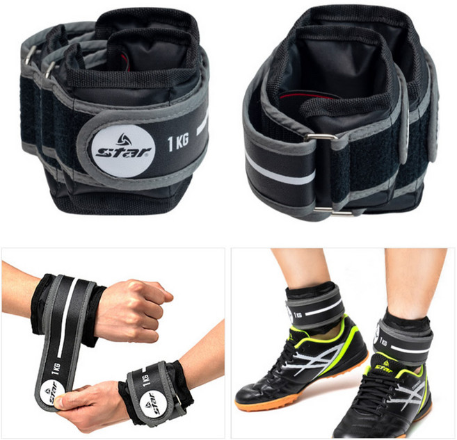 [홍스타]이지 중량밴드 손목 발목 중량 주머니 스타스포츠(1kg~5kg)택1, 스타 중량밴드 블랙1kg(0.5kgX2개)