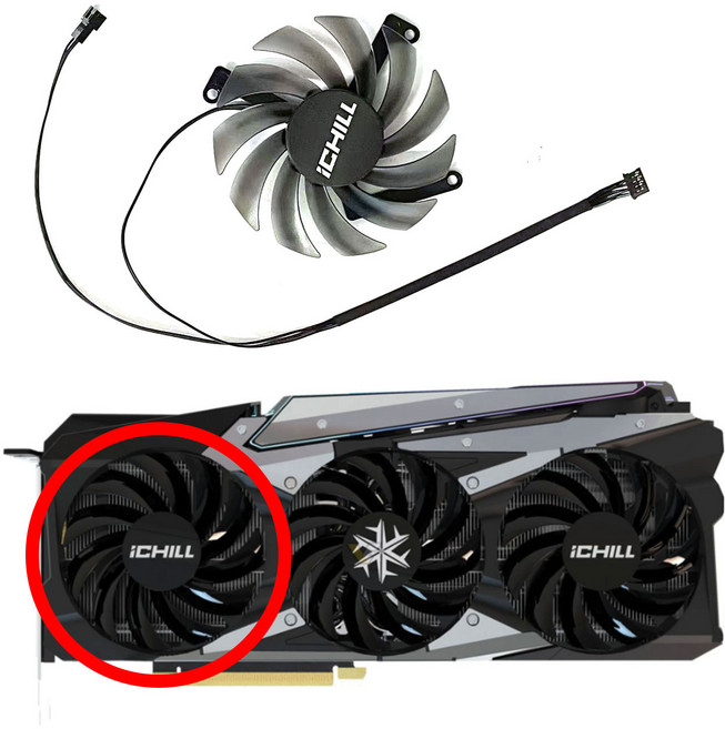 호환 INNO3D GeForce RTX3070ti 3080 iCHILL X3/X4 Super Ice Dragon용 85MM 4PIN CF-12915S RTX GPU 팬, 02 1 FAN