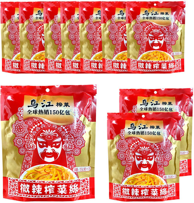 烏江榨菜 袋裝榨菜 精裝組 涪陵榨菜 口袋隨身包 微辣, 2.25kg, 10個