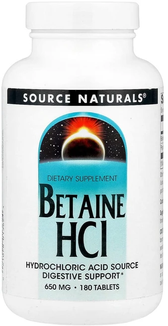소스내츄럴스 베타인 HCI 650mg 타블렛, 1개, 180정 - 쿠팡