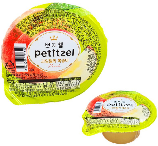 쁘띠첼 과일젤리 복숭아 90g/210g, 90g, 30개