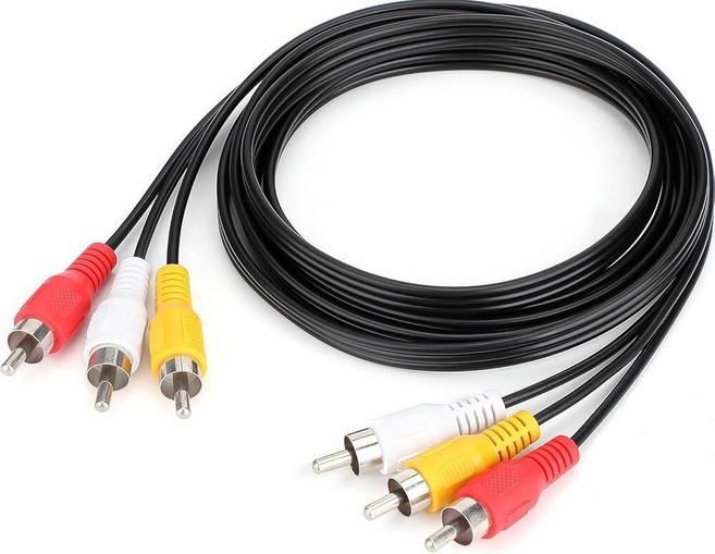 SAISN RCA to RCA 오디오 케이블 1.8m(6피트) 3 RCA 수 - 수 컴포지트 AV 비디오 케이블 스피커 TV DVD 플레이어용 148534, 6피트