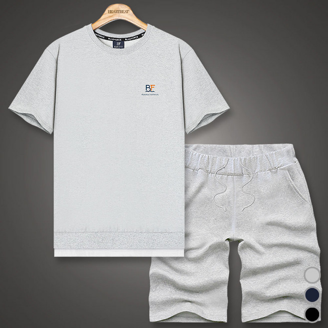 하트비트 첼기튼 반팔 맨투맨 트레이닝 세트 베이직핏 반팔티 반바지 츄리닝 [국내생산]