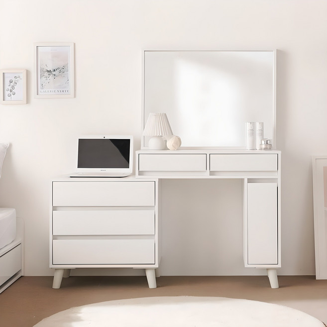 퍼니하우스 헤라 확장형 와이드 서랍형 안방 거실 수납 책상 화장대 일반화장대, 화이트