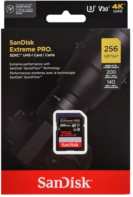 SANDISK Extreme PRO 專業攝影錄影記憶卡 高速SDXC UHS-I U3 V30規格, 1個, 256G, 256GB