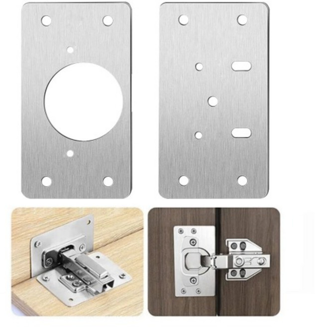 싱크대 경첩 고정 자리 보수 하프 베이스 플레이트 가구 도어 힌지 보강판 철판 부품, 홀베이스용, 1개