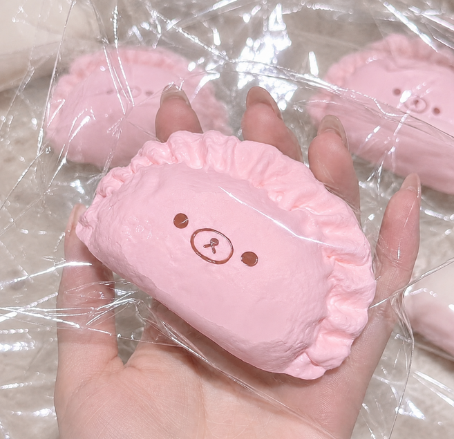 디아블랑 리락쿠마말랑이 딸기우유 핑크 만두말랑이 수제 말랑이 슬랑이 꺼만말 봉만말 스트레스 해소 힐링템, 화이트만두, 1개