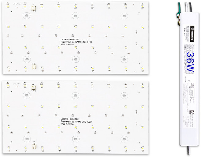 케빈라이팅 국산 삼성칩 조명 거실등 리폼 LED 모듈 미니방등 36W 300x150mm(2장), 삼성 LED 칩, 표준형6500K(새하얀빛)