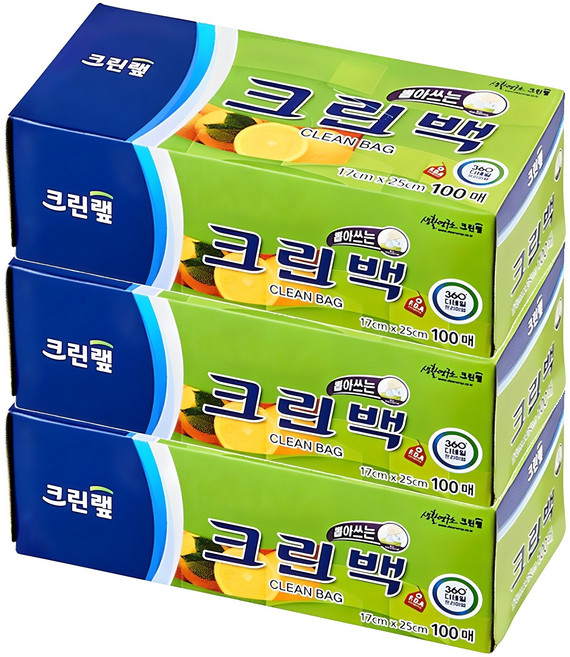 크린랩 크린백 17cm x 25cm, 미니(XS), 100개입, 3개