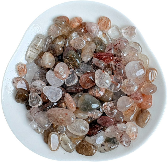紅銅髮晶碎石 100g 8-12mm 水晶石 淨化消磁 能量造景 聚寶盆魚缸擺飾, 紅銅髮晶