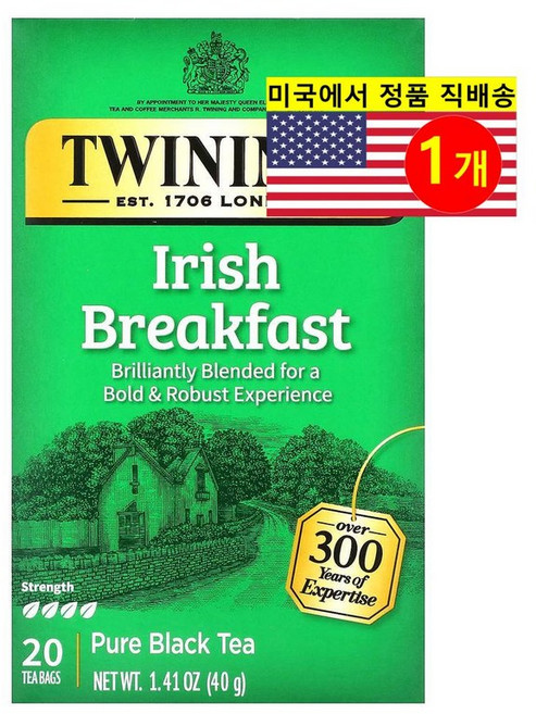 Twinings 오가닉 허브 티 아이리시 브렉퍼스트 순수 홍차 20개입 40g 1개