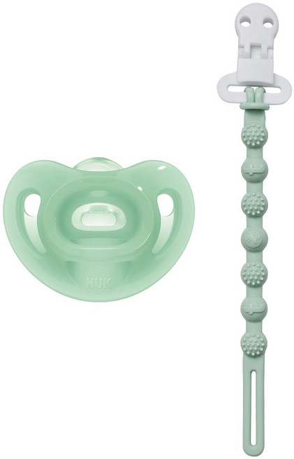 누크 센서티브 올실리콘 쪽쪽이 X 토트랩 쪽쪽이 홀더 SET, S1 (0~6개월), 그린+오팔블루, 1세트